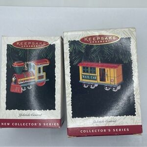 Hallmark Keepsake Yuletide Central Collector’s Series 94-96 Locomotive Mail Car‎